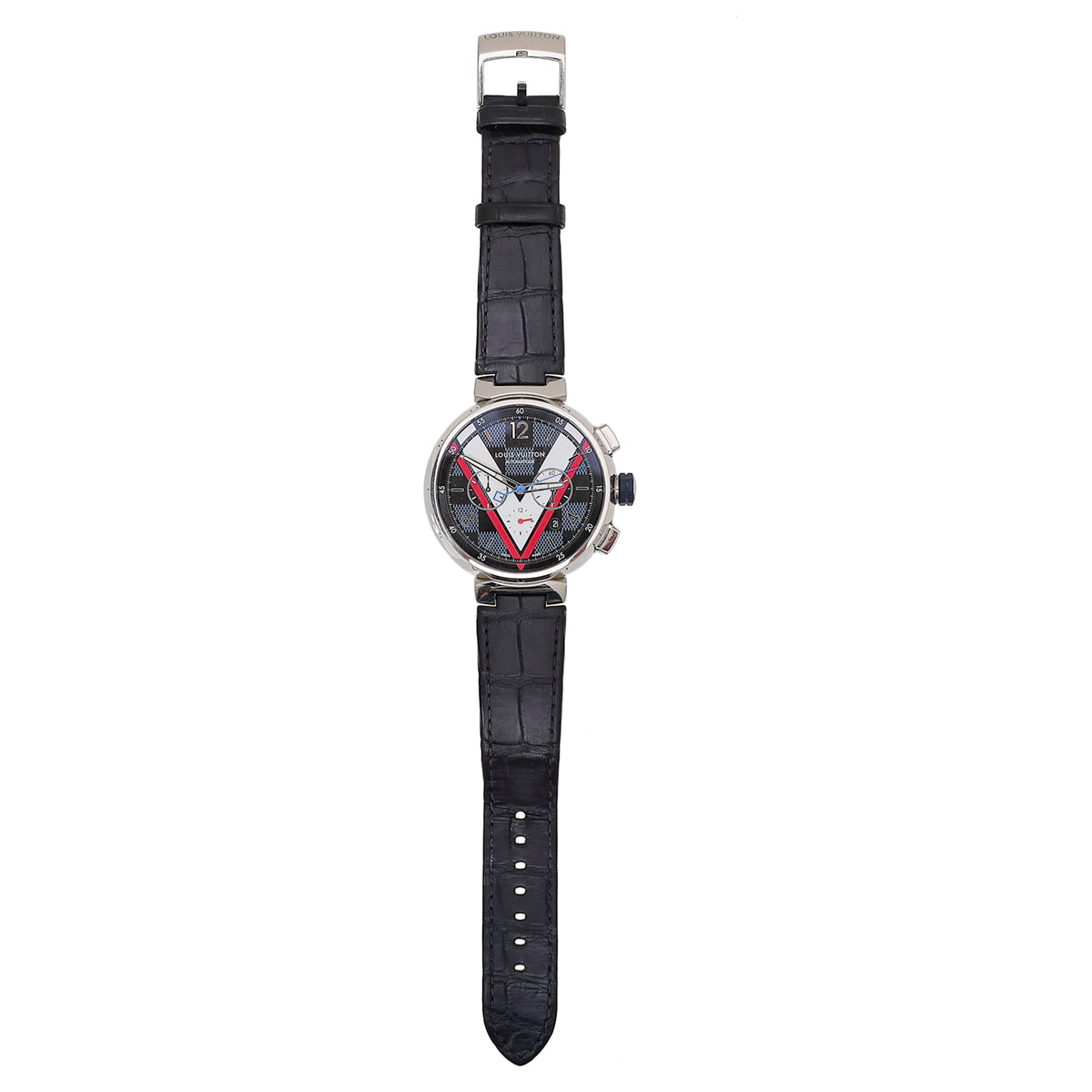 Louis Vuitton Cobalt Tambour Damier Cobalt Chronograph Watch-Louis Vuitton-THE CLOSET