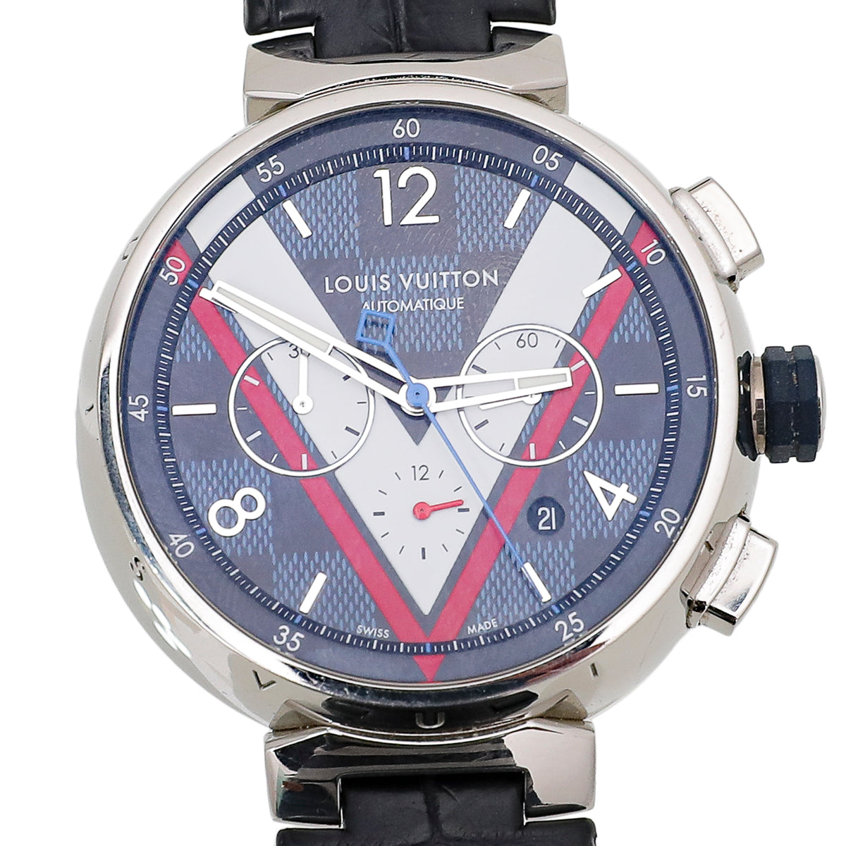 Louis Vuitton Cobalt Tambour Damier Cobalt Chronograph Watch-Louis Vuitton-THE CLOSET