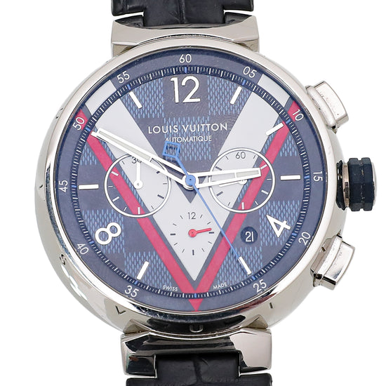 Louis Vuitton Cobalt Tambour Damier Cobalt Chronograph Watch