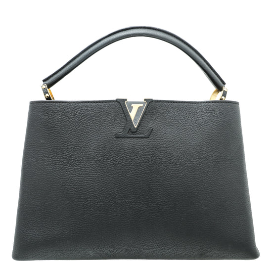 Louis Vuitton Black Taurillon Capucines MM Bag