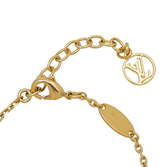 Louis Vuitton Gold Tone Trunkies Strass Bracelet
