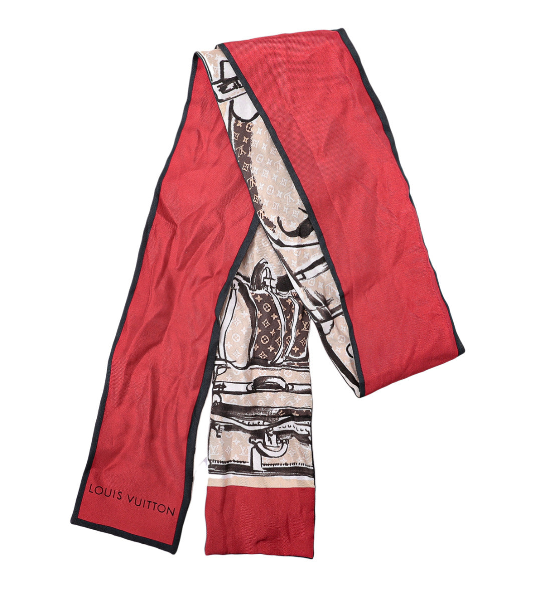 Louis Vuitton Brown Trunks Bandeau Silk Twilly-Louis Vuitton-THE CLOSET