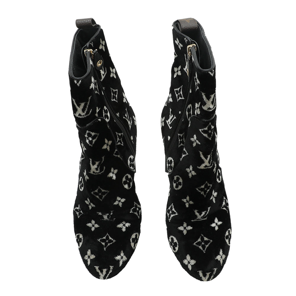 Louis Vuitton Monogram Velvet Silhouette Ankle Boots
