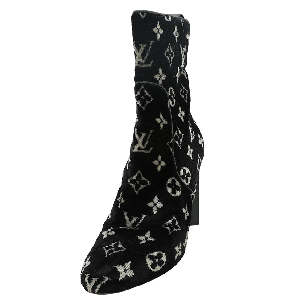 Louis Vuitton Bicolor Velvet Monogram Silhouette Ankle Boots 40-Louis Vuitton-THE CLOSET