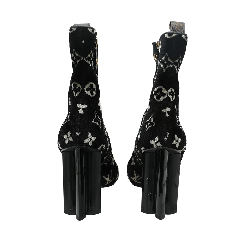 Louis Vuitton Bicolor Velvet Monogram Silhouette Ankle Boots 40-Louis Vuitton-THE CLOSET