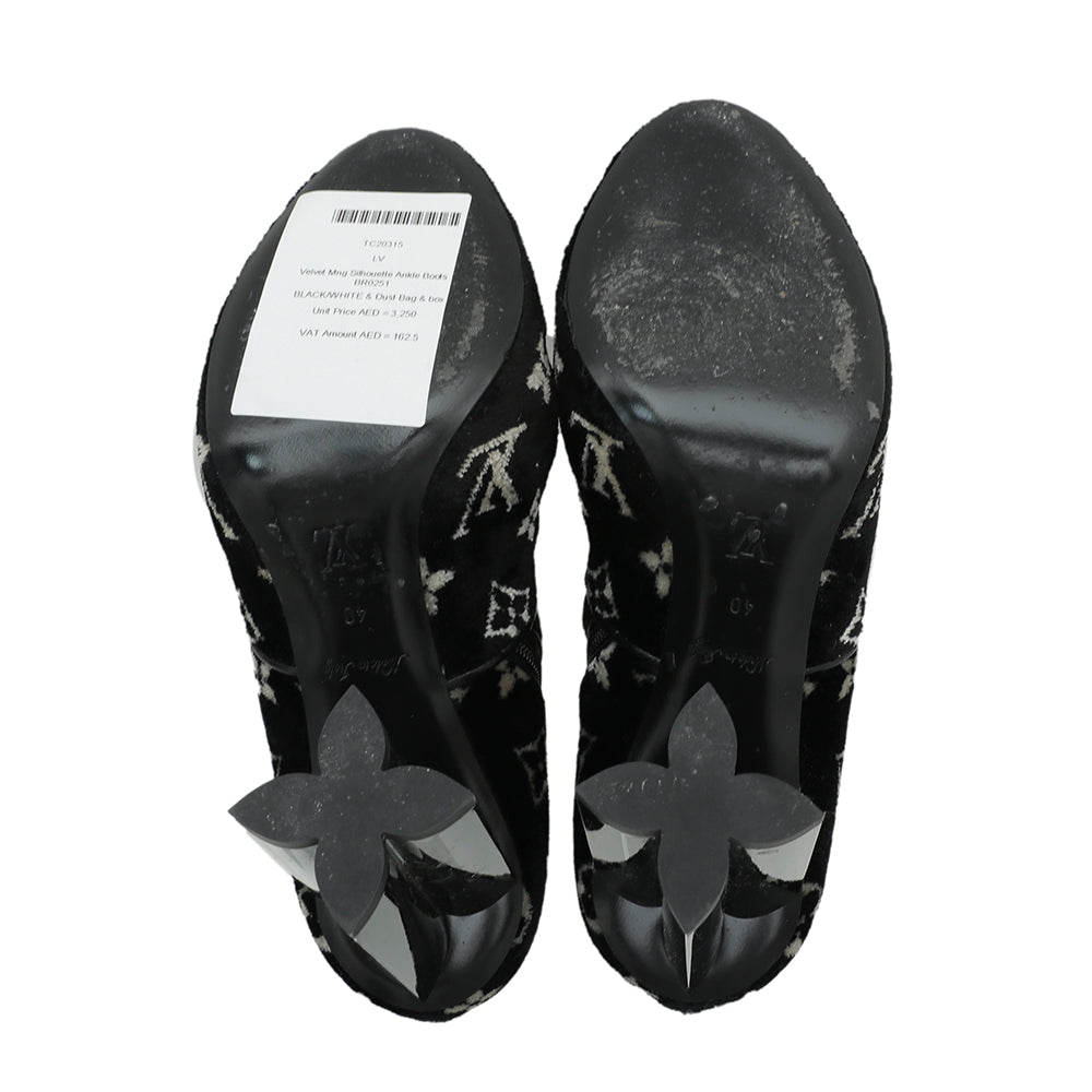 Louis Vuitton Bicolor Velvet Monogram Silhouette Ankle Boots 40