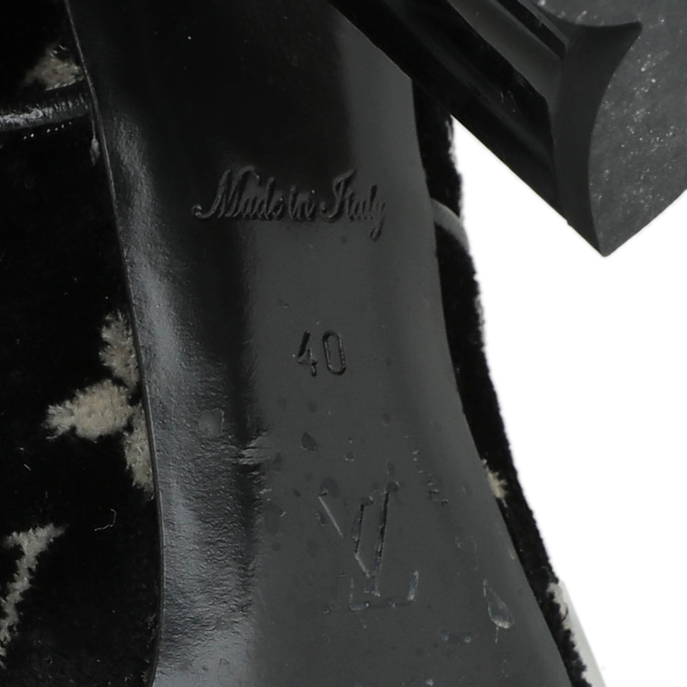Louis Vuitton Bicolor Velvet Monogram Silhouette Ankle Boots 40-Louis Vuitton-THE CLOSET