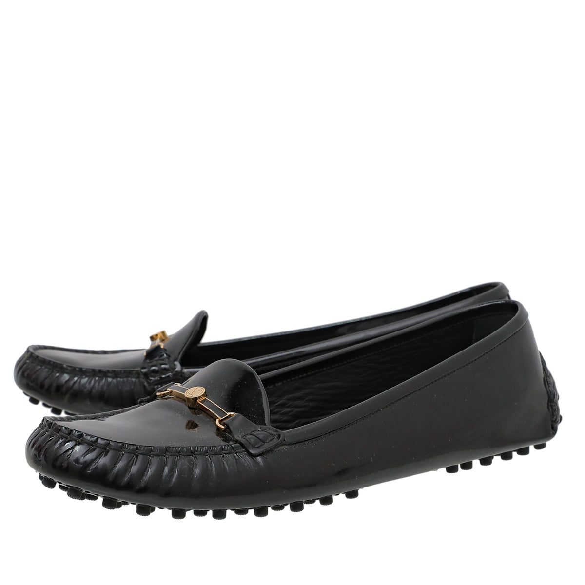 Louis Vuitton Black Vernis Enamel Bar Loafers 38.5-Louis Vuitton-THE CLOSET
