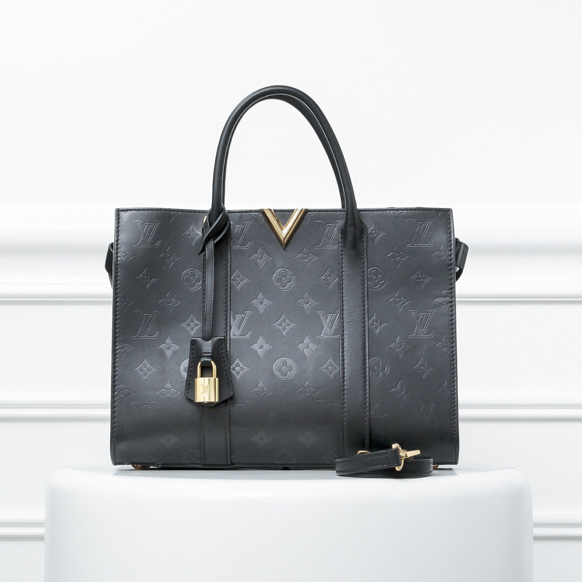 Louis Vuitton Very Tote Monogram Cuir Plume Black Bag-Louis Vuitton-THE CLOSET