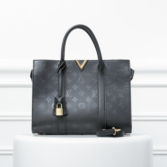 Louis Vuitton Very Tote Monogram Cuir Plume Black Bag