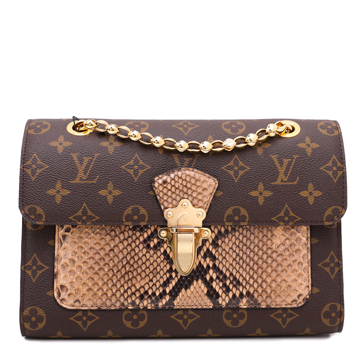 Louis Vuitton Victoire Handbag Monogram Canvas and Python at