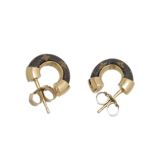 Louis Vuitton Brown Wild LV Mini Hoop Earrings