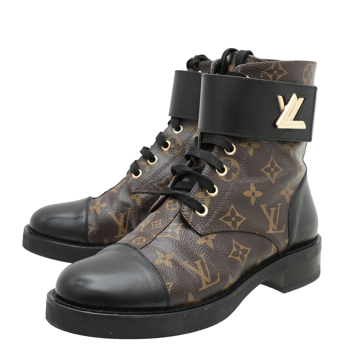 Louis Vuitton, Shoes, Louis Vuitton Lv Monogram Wonderland Flat Ranger  Combat Boots
