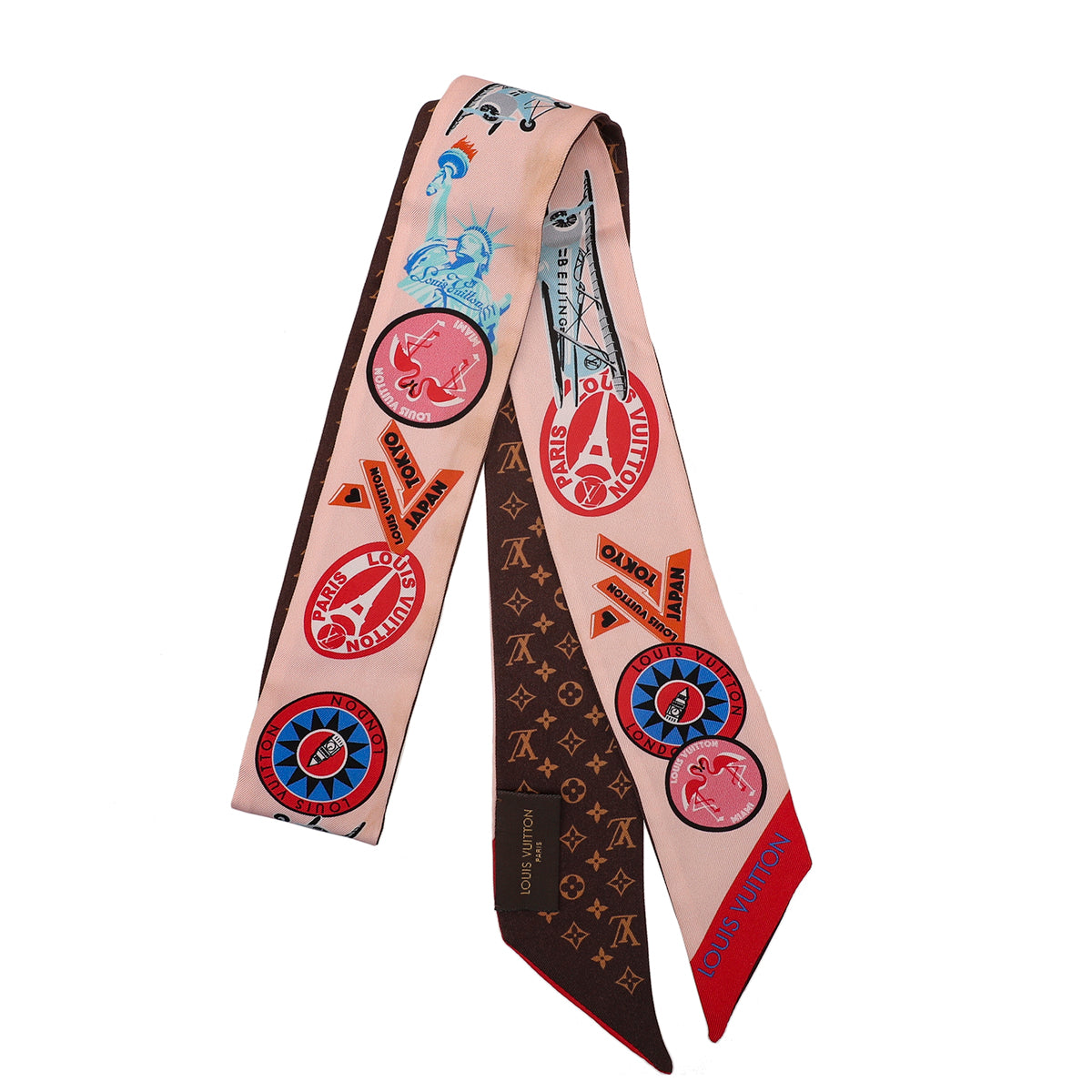 Louis Vuitton Multicolor World Tour Stickers BB Bandeau Scarf-Louis Vuitton-THE CLOSET