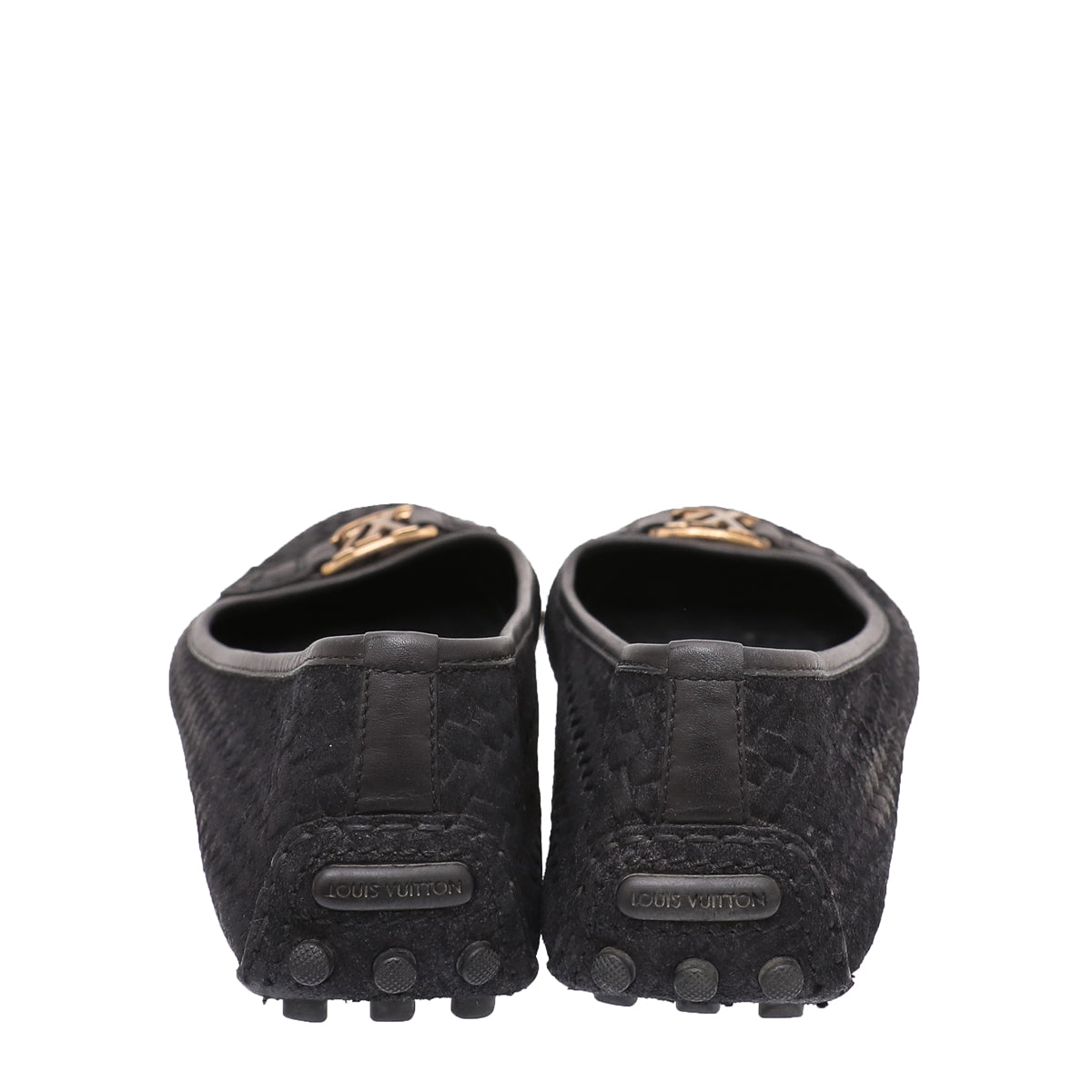 Louis Vuitton Black Woven Suede Oxford Loafers 40-Louis Vuitton-THE CLOSET