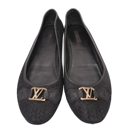 Louis Vuitton Black Woven Suede Oxford Loafers 40