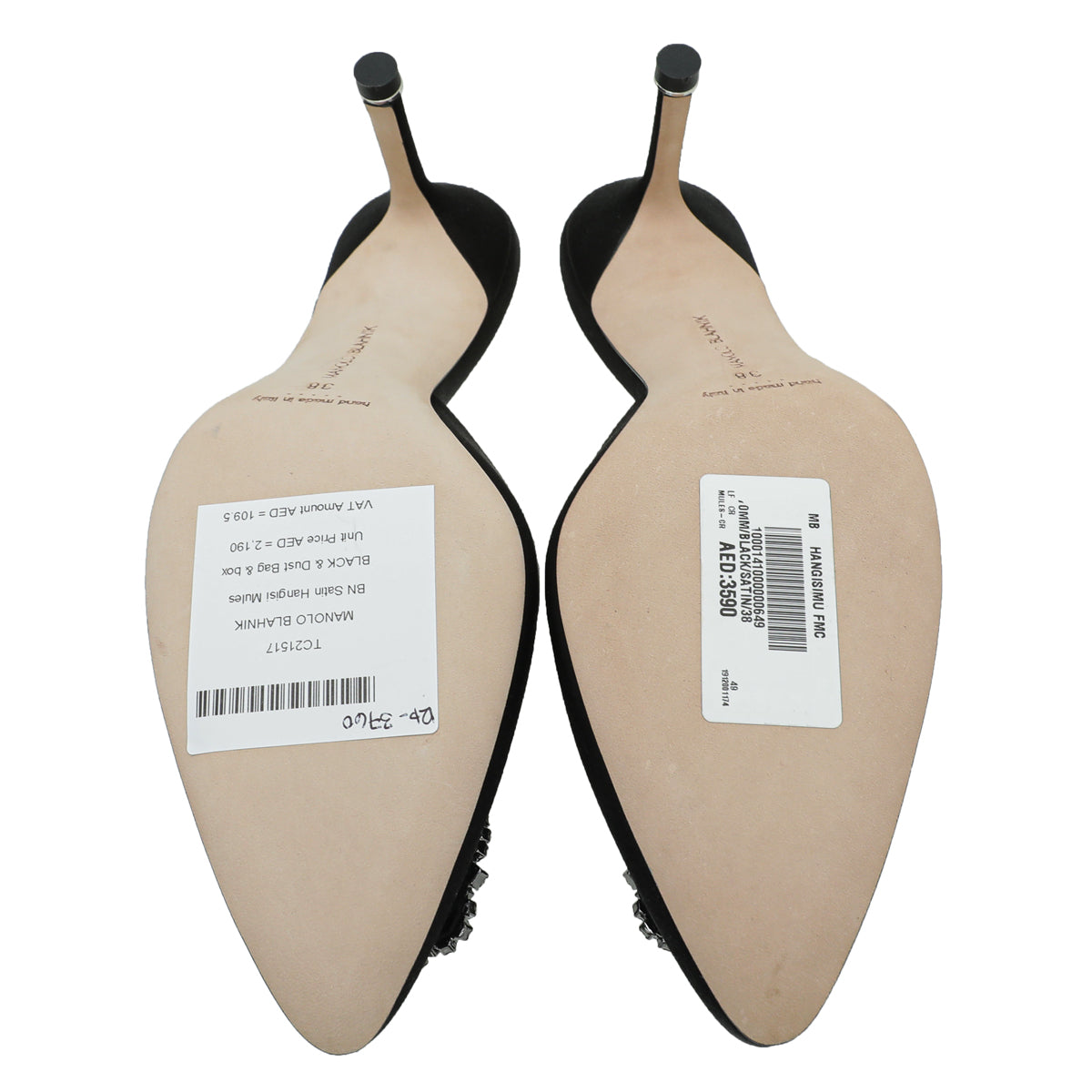 Manolo Blahnik Black Satin Hangisi Mules 38-Manolo Blahnik-THE CLOSET