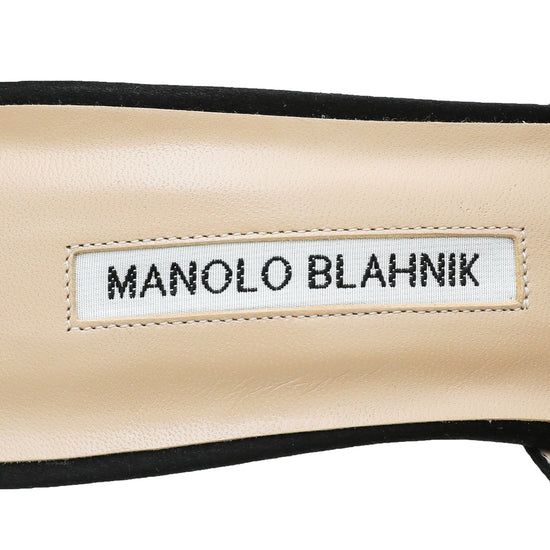 Manolo Blahnik Black Satin Hangisi Mules 38