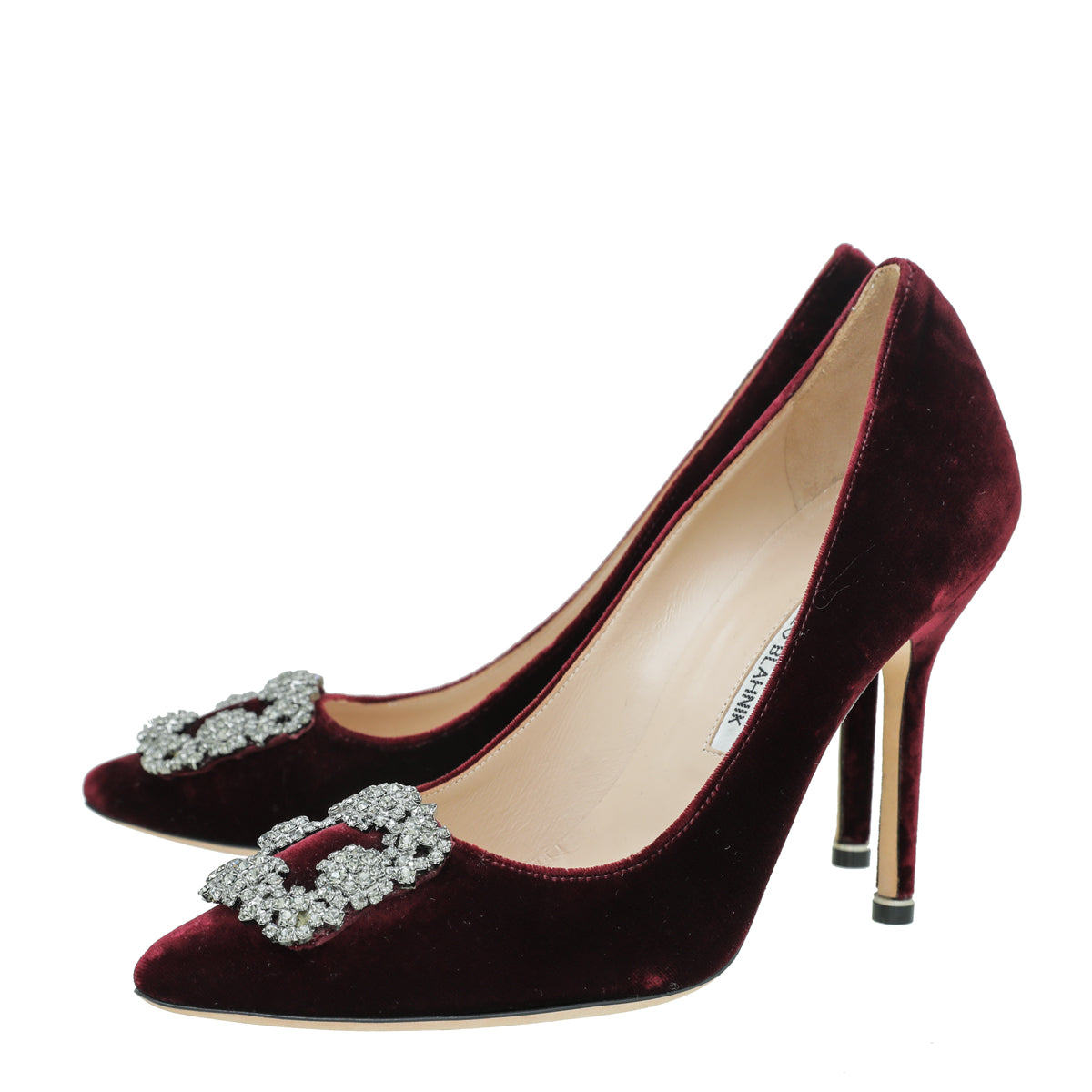 Manolo Blahnik Burgundy Velvet Hangisi Pumps 39-Manolo Blahnik-THE CLOSET