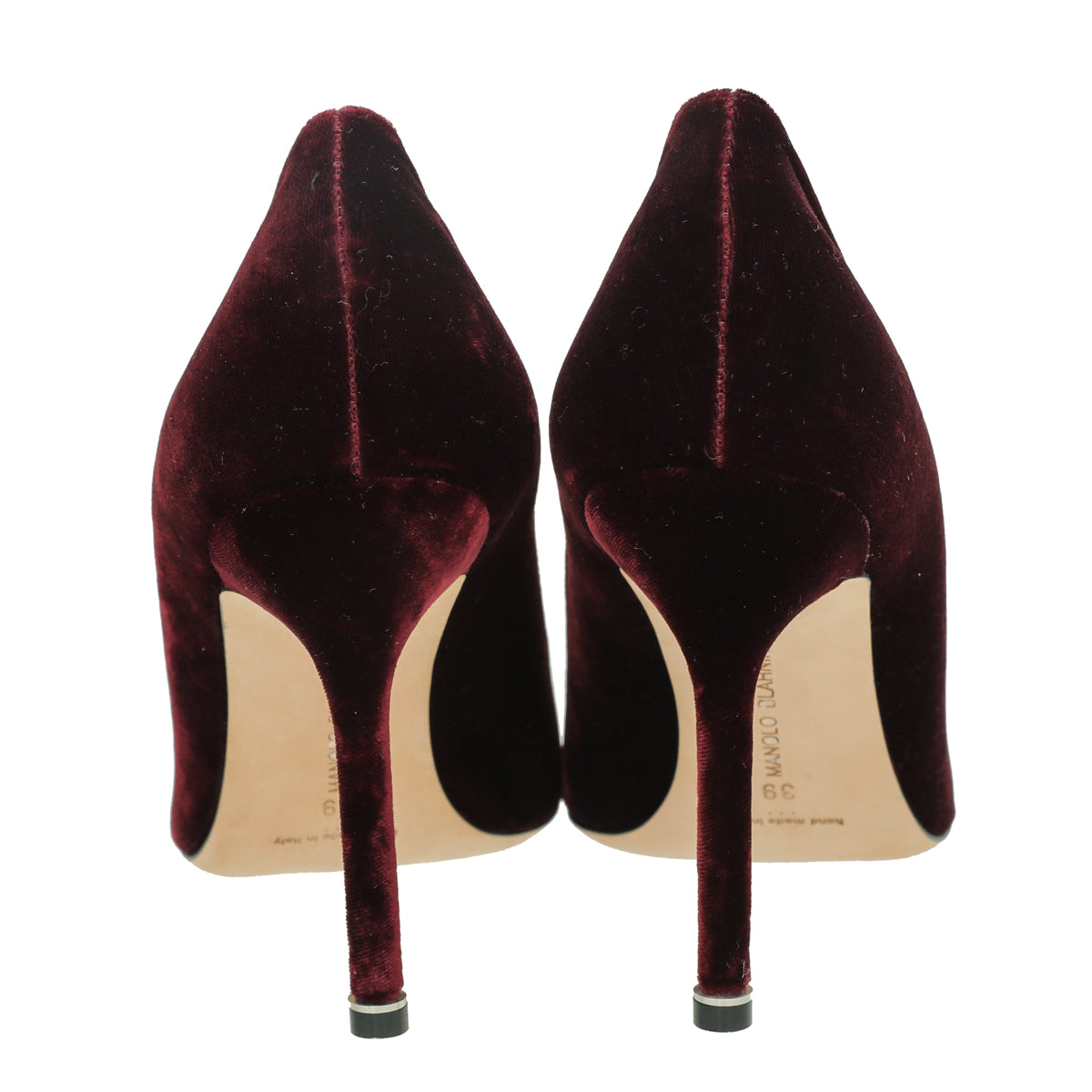 Manolo Blahnik Burgundy Velvet Hangisi Pumps 39-Manolo Blahnik-THE CLOSET