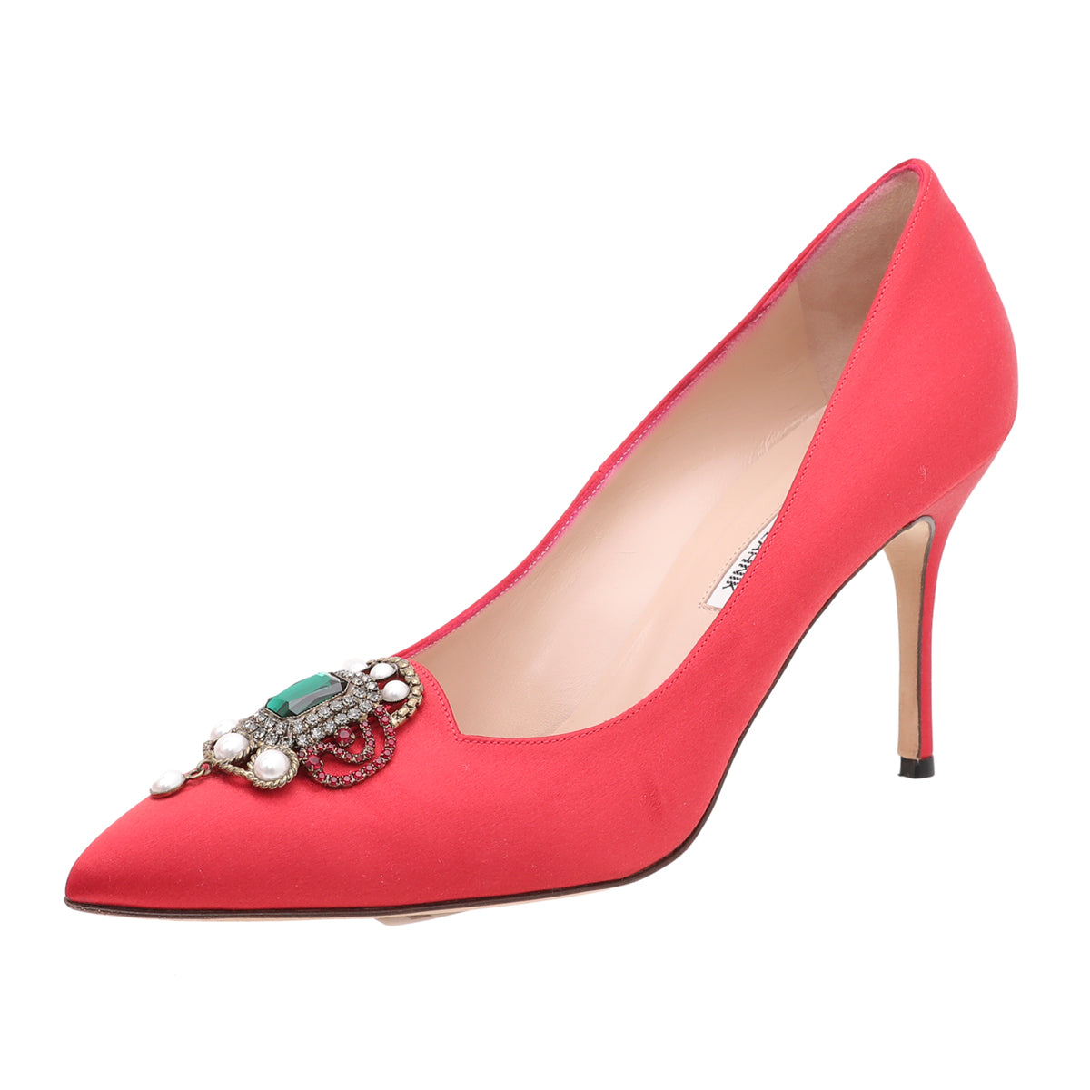 Manolo Blahnik Red Satin Eufrasia 90 Pumps 41-Manolo Blahnik-THE CLOSET