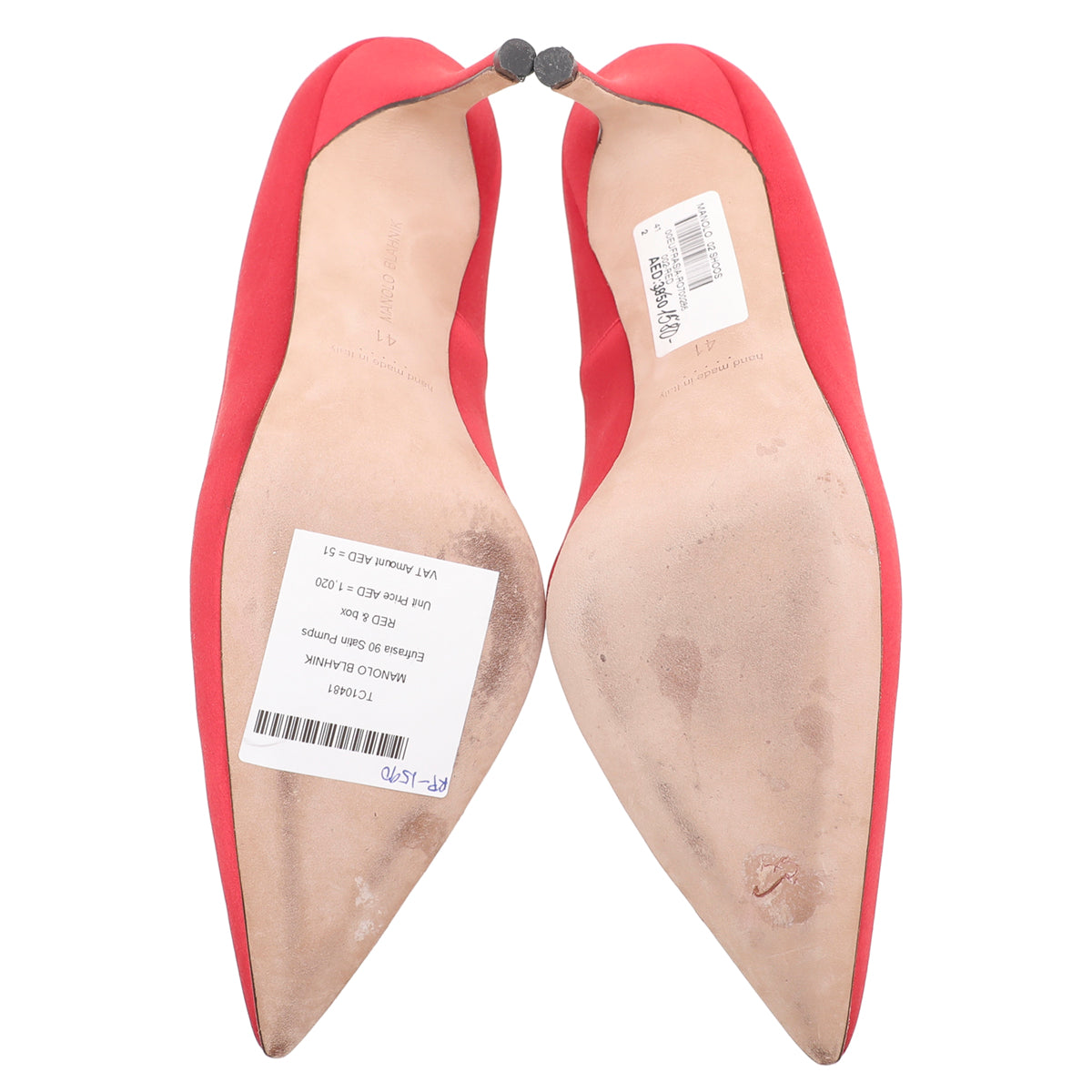 Manolo Blahnik Red Satin Eufrasia 90 Pumps 41-Manolo Blahnik-THE CLOSET