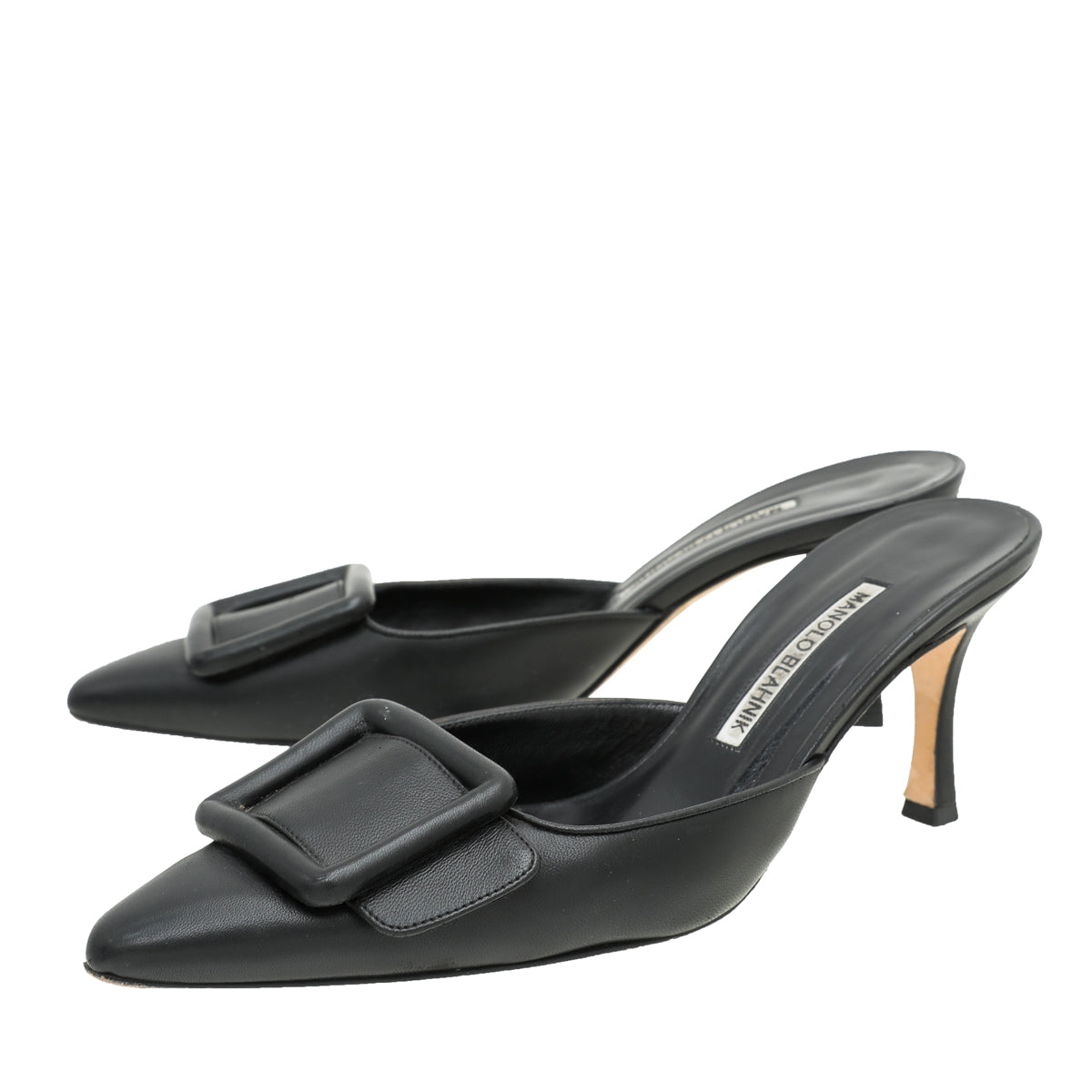 Manolo Blahnik Black Maysale Mules 38-Manolo Blahnik-THE CLOSET