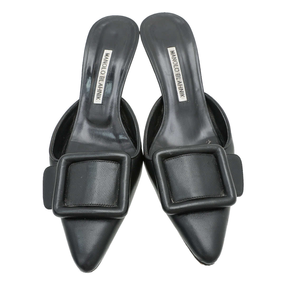 Manolo Blahnik Black Maysale Mules 38-Manolo Blahnik-THE CLOSET