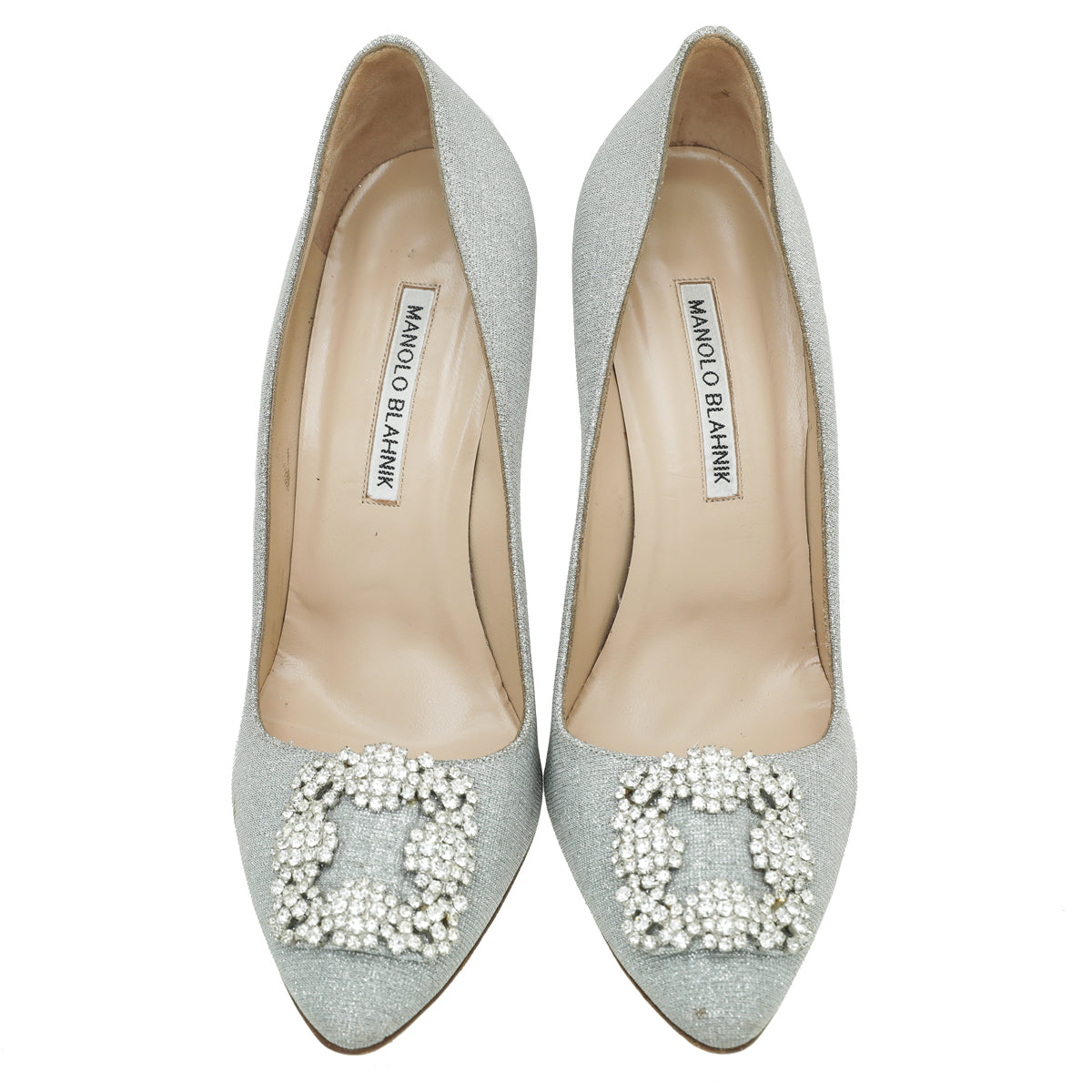 Manolo Blahnik Silver Notturno Glitter Hangisi Bride Pump 39-Manolo Blahnik-THE CLOSET