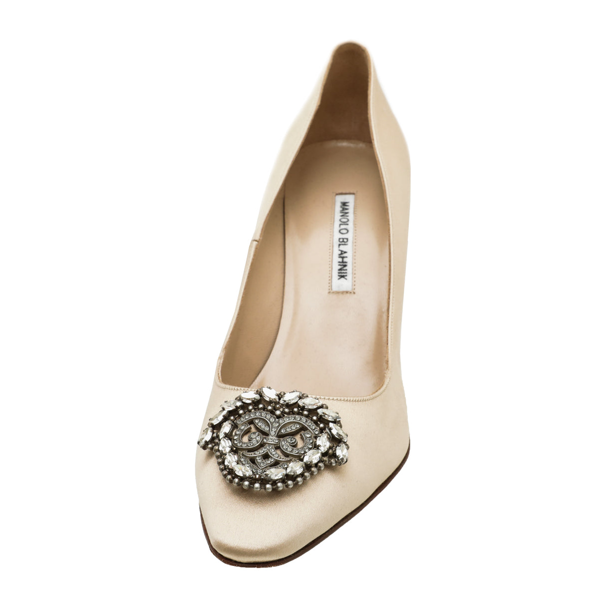 Manolo Blahnik Champagne Satin Okkava 105mm Pump 42-Manolo Blahnik-THE CLOSET