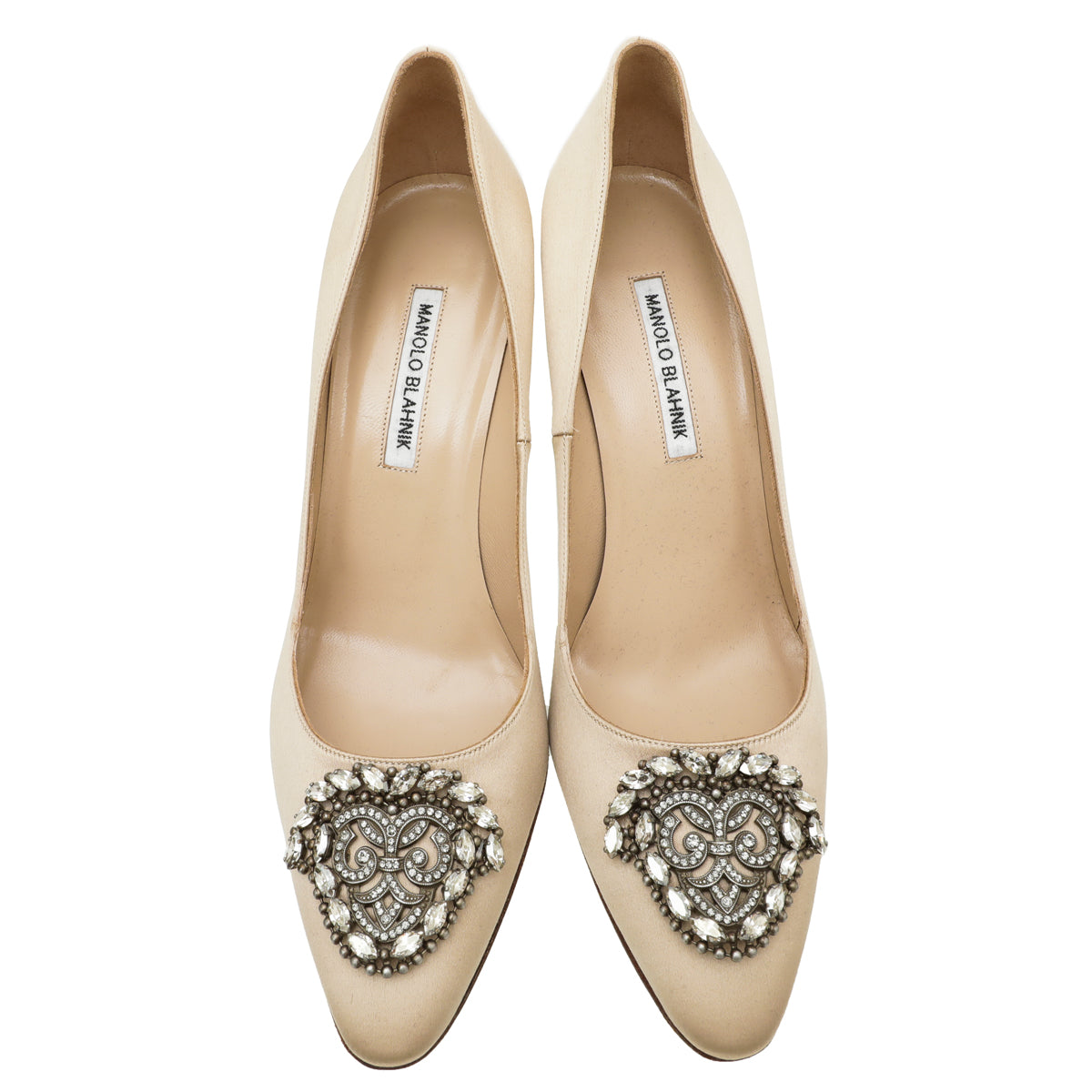 Manolo Blahnik Champagne Satin Okkava 105mm Pump 42-Manolo Blahnik-THE CLOSET