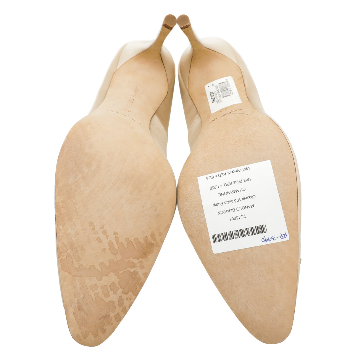 Manolo Blahnik Champagne Satin Okkava 105mm Pump 42-Manolo Blahnik-THE CLOSET