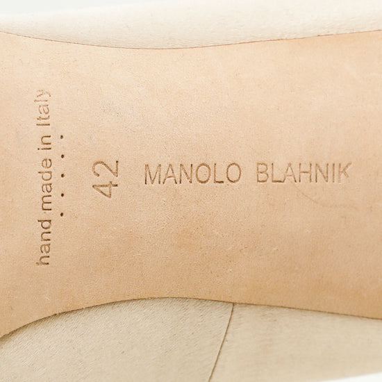 Manolo Blahnik Champagne Satin Okkava 105mm Pump 42