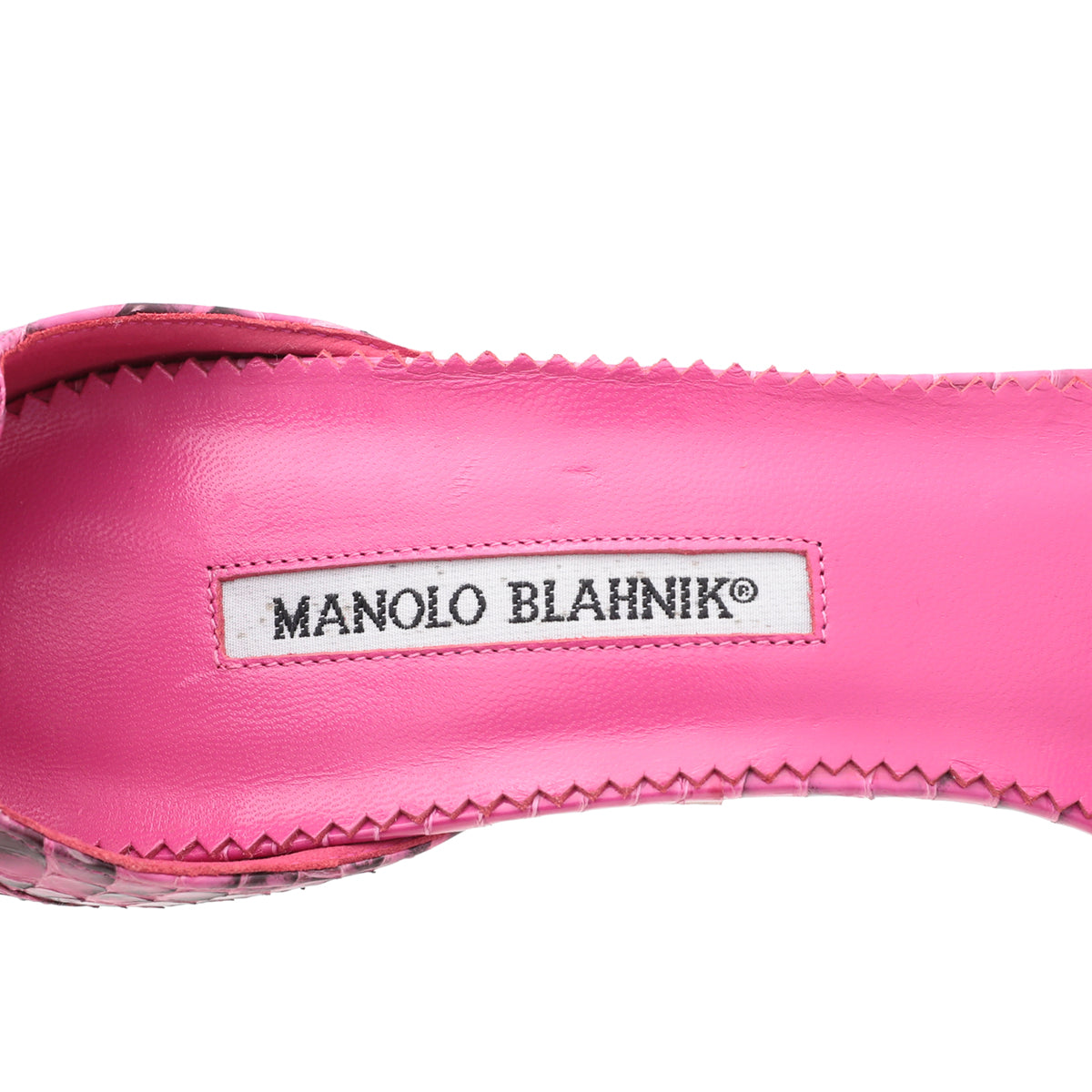 Manolo Blahnik Fuschia Python Ankle Strap Sandals 41