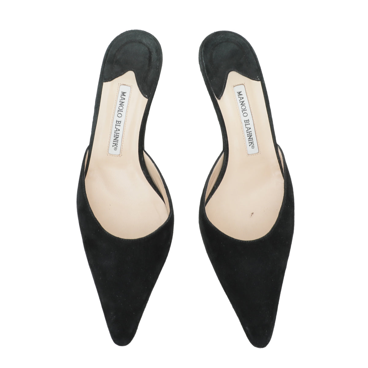 Manolo Blahnik Black Suede Carolyne Mules 38-Manolo Blahnik-THE CLOSET