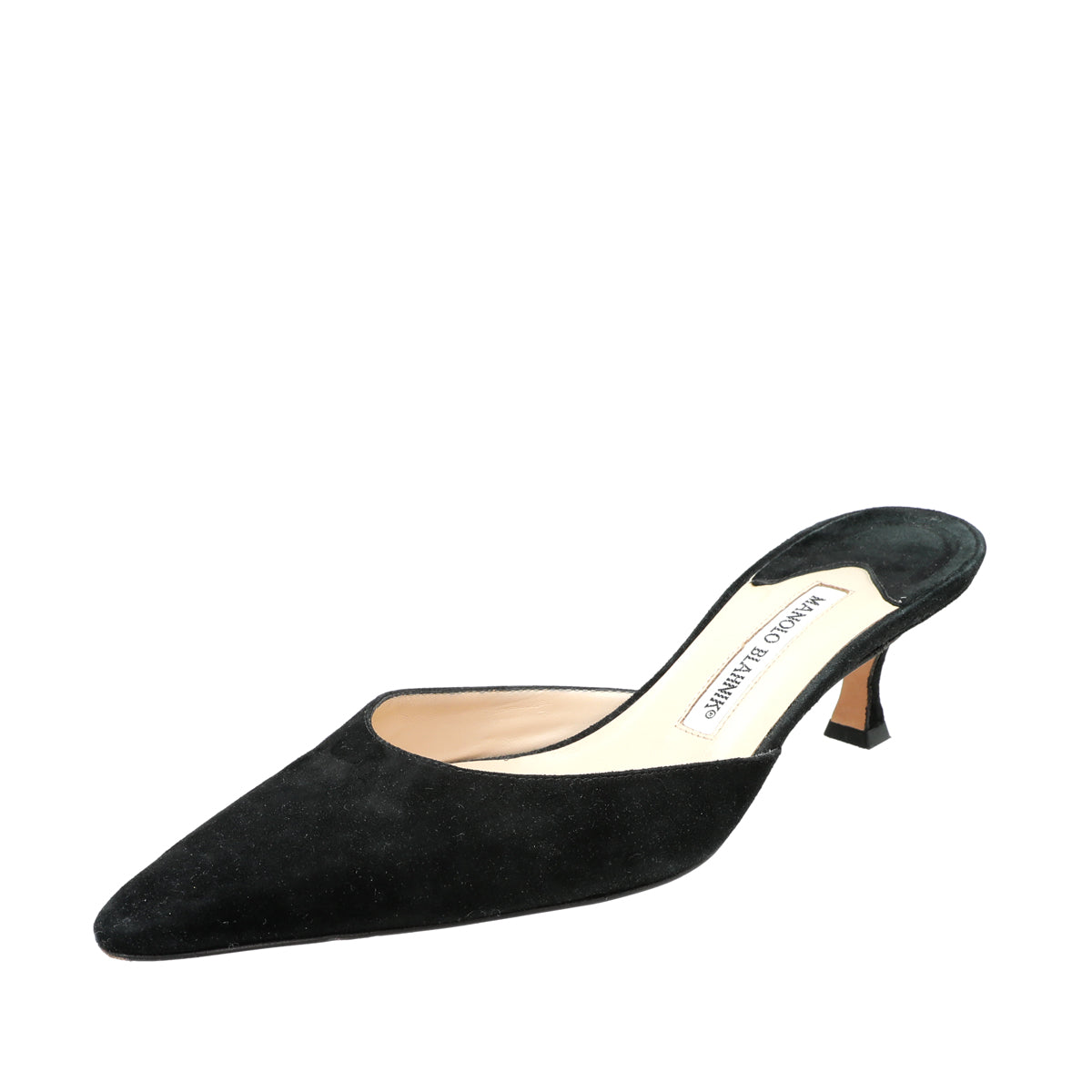Manolo Blahnik Black Suede Carolyne Mules 38-Manolo Blahnik-THE CLOSET