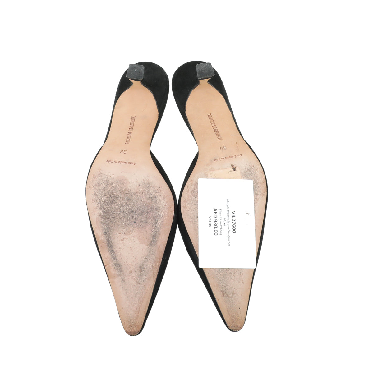 Manolo Blahnik Black Suede Carolyne Mules 38-Manolo Blahnik-THE CLOSET