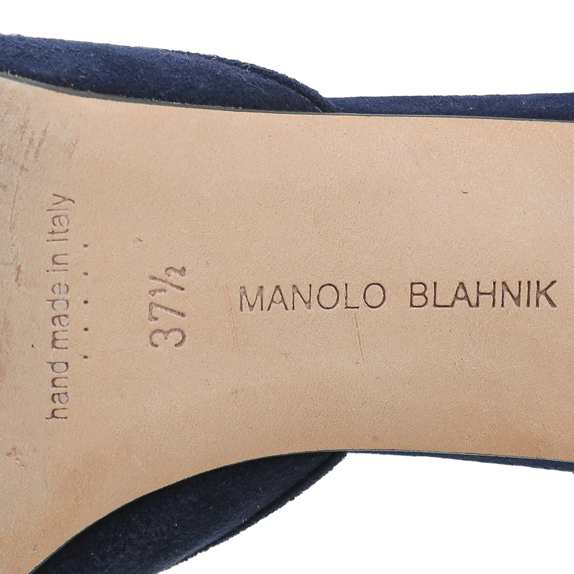 Manolo Blahnik Navy Blue Suede Maysale Kitten Mules 37.5-Manolo Blahnik-THE CLOSET