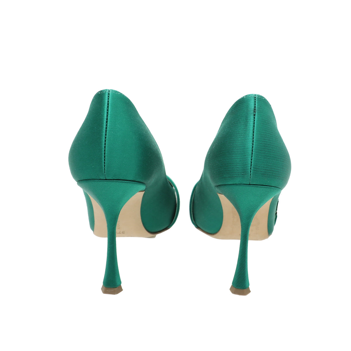 Manolo Blahnik Emerald Green Satin Tartonacri Pump 37.5-Manolo Blahnik-THE CLOSET