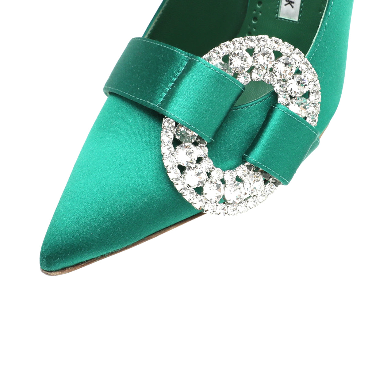 Manolo Blahnik Emerald Green Satin Tartonacri Pump 37.5-Manolo Blahnik-THE CLOSET