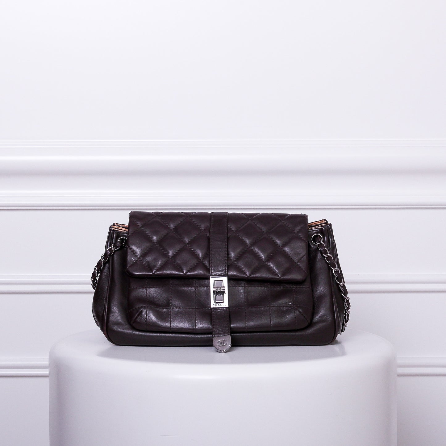 Chanel Dark Brown Accordion Reissuelock Flap Shoulder Bag