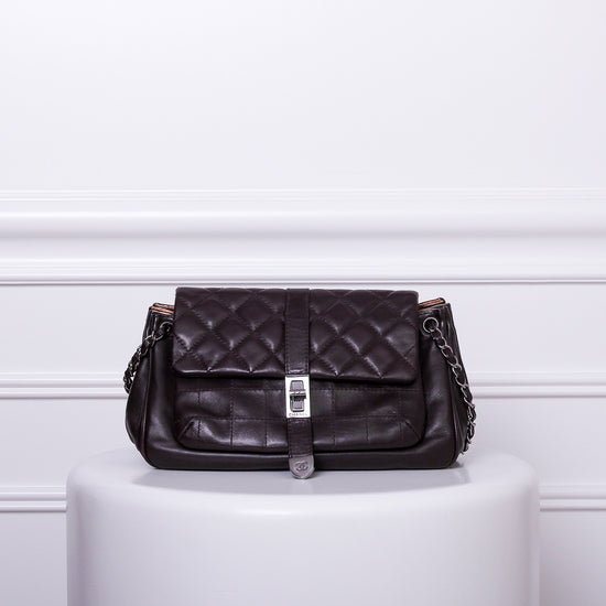 Chanel Dark Brown Accordion Reissuelock Flap Shoulder Bag