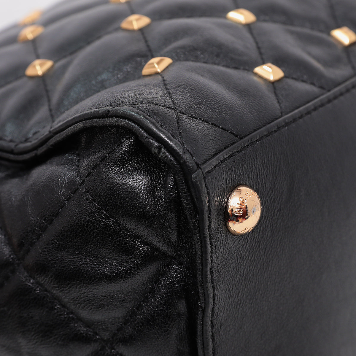 Michael Kors Black Studded Hamilton Bag-Michael Kors-THE CLOSET