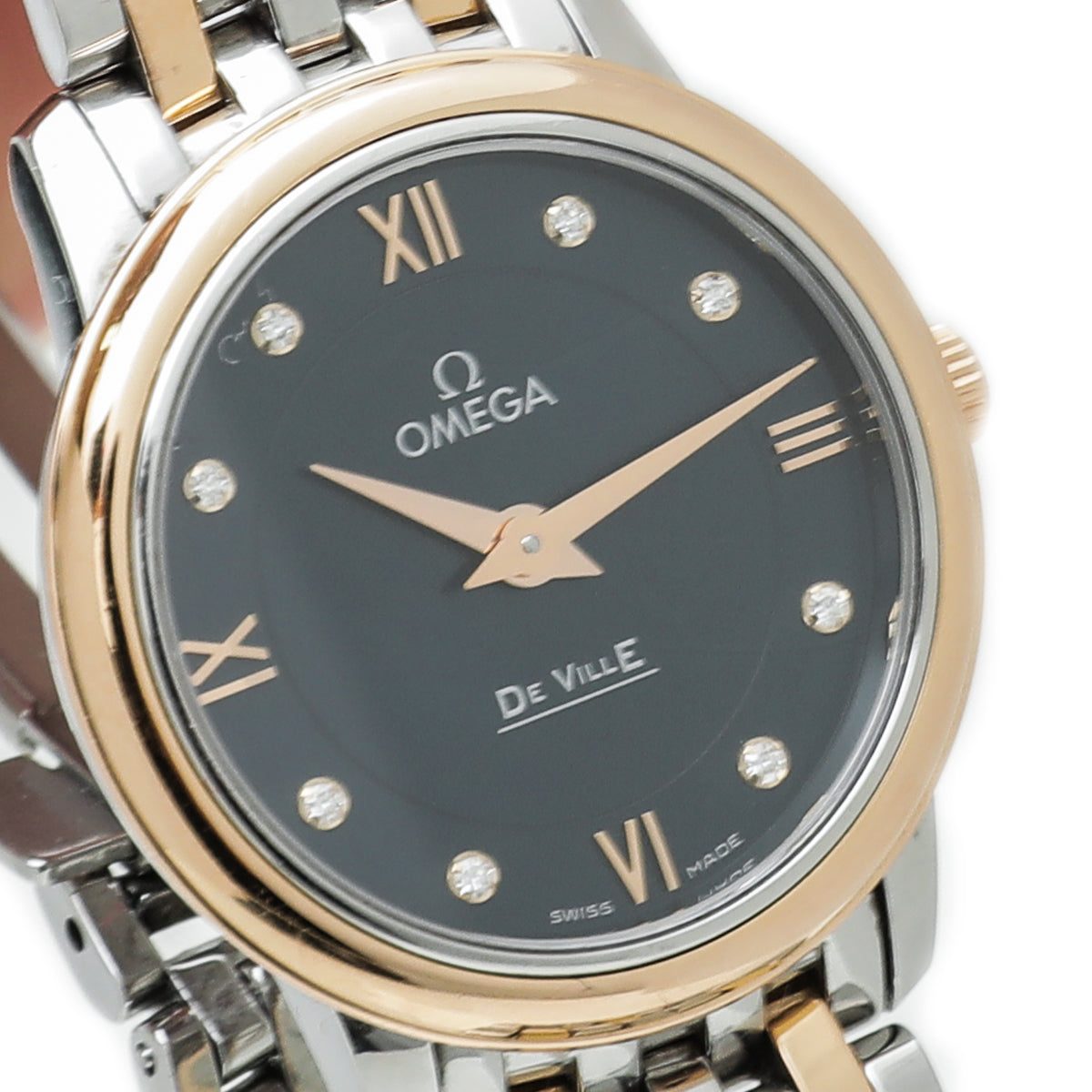 Omega 18K Yellow Gold Steel Diamonds De Ville Prestige Quartz 27.4mm Watch-Omega-THE CLOSET