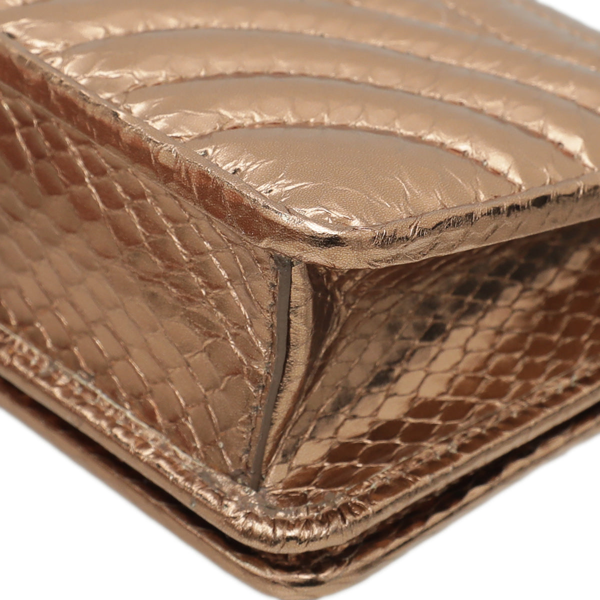 Prada Bronze Metallic Python Diagramme Mini Flap Bag-Prada-THE CLOSET