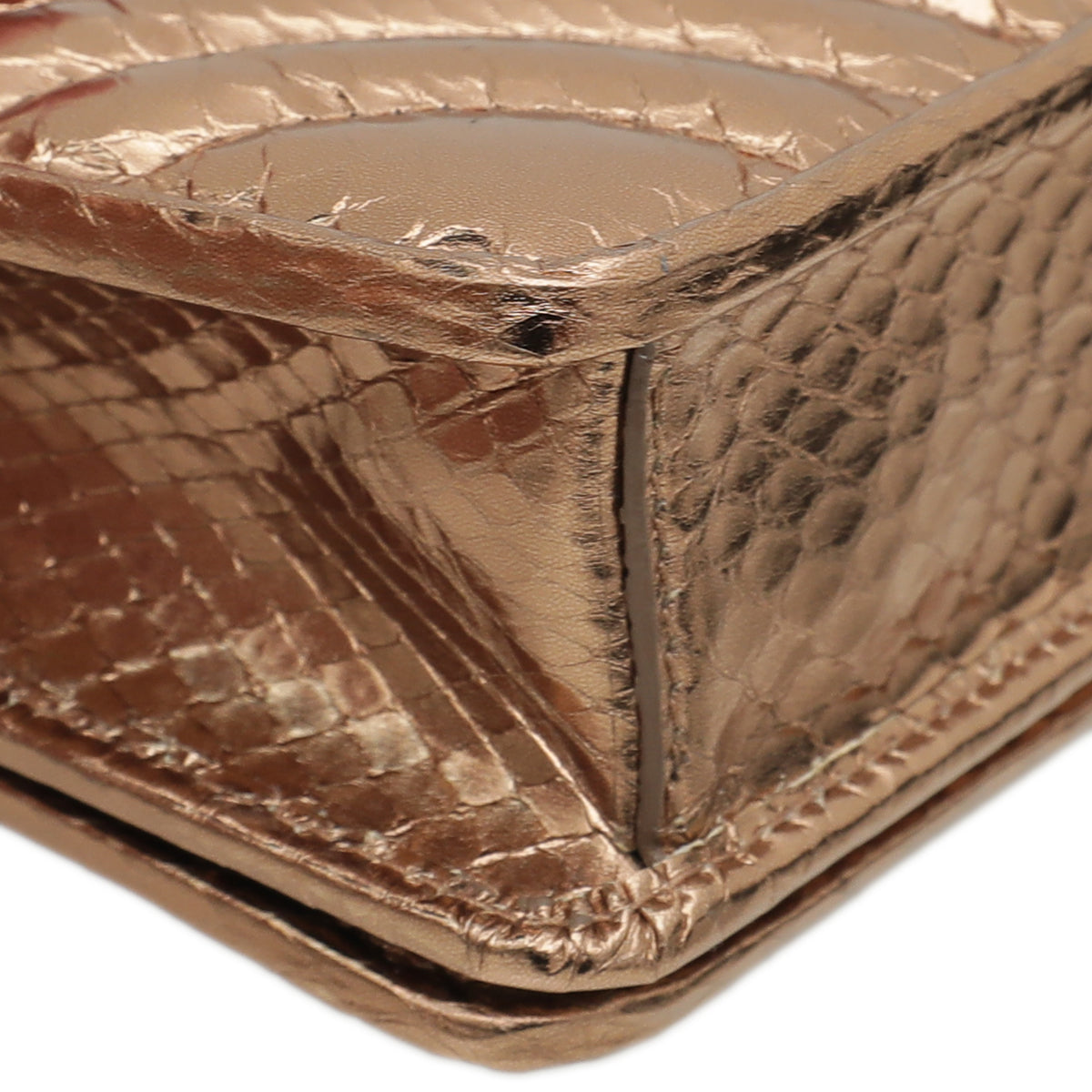 Prada Bronze Metallic Python Diagramme Mini Flap Bag-Prada-THE CLOSET