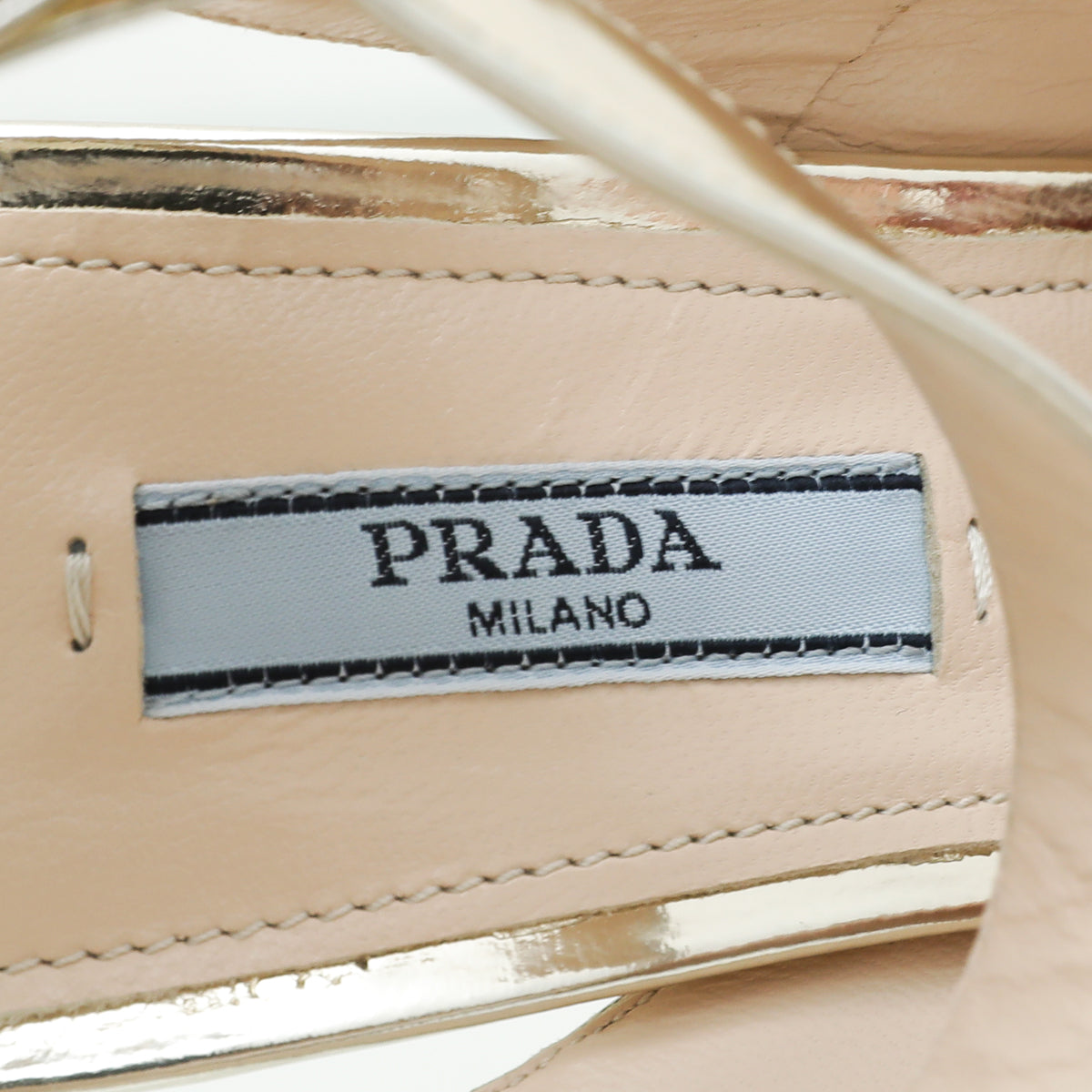 Prada Light Gold Capretto Laminated Cross Ankle 37-Prada-THE CLOSET
