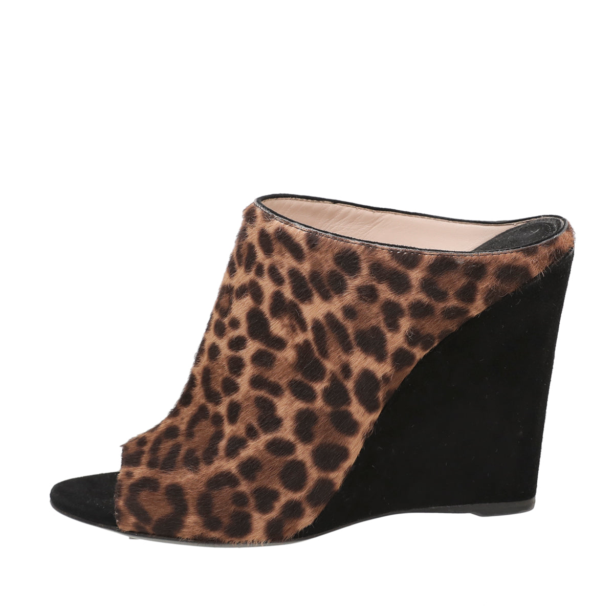 Prada Leopard Print Combo Wedge Slide Sandals 38.5-Prada-THE CLOSET