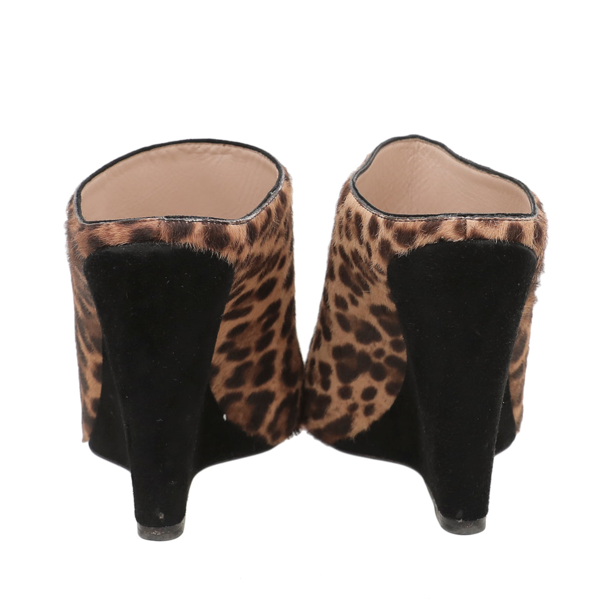 Prada Leopard Print Combo Wedge Slide Sandals 38.5-Prada-THE CLOSET