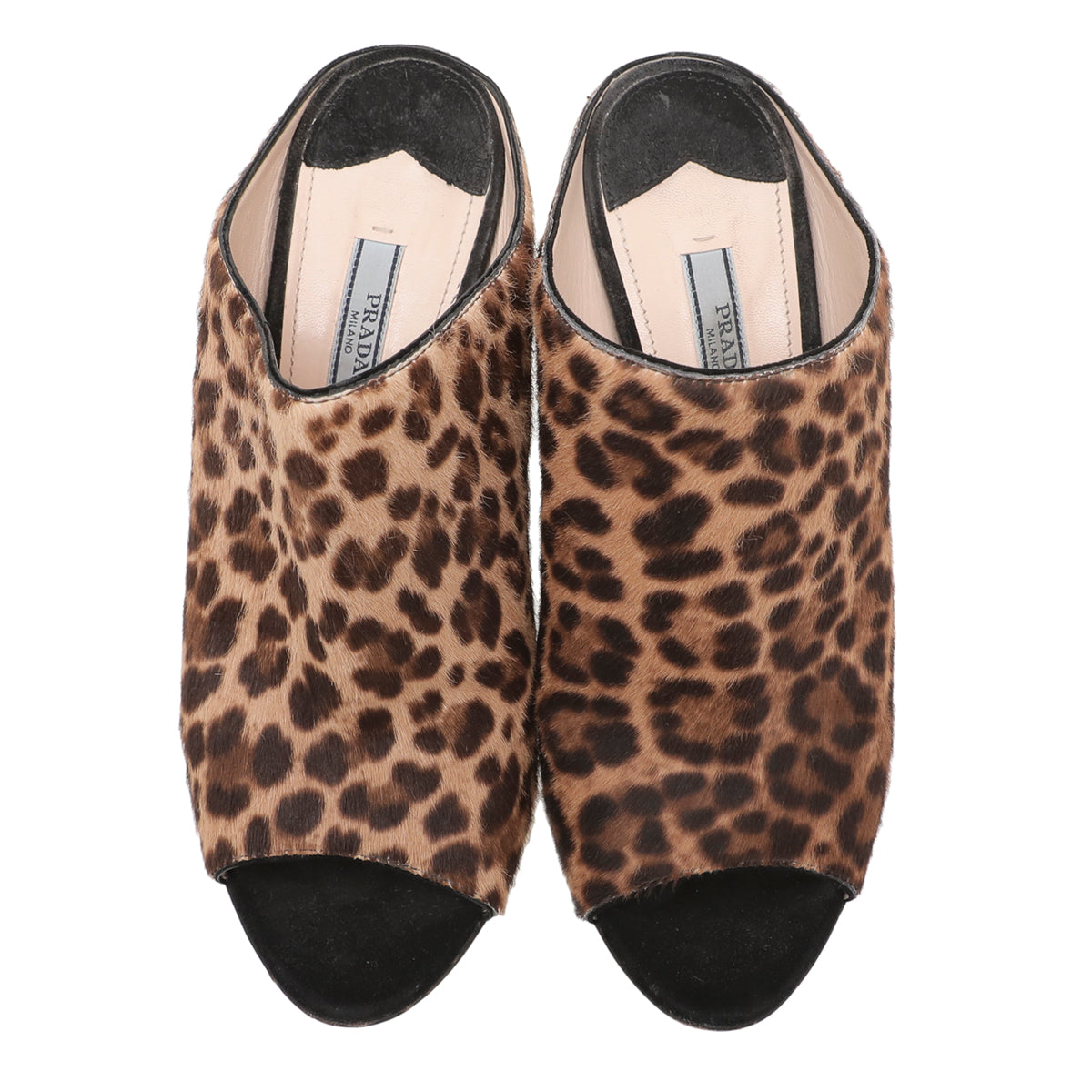 Prada Leopard Print Combo Wedge Slide Sandals 38.5-Prada-THE CLOSET